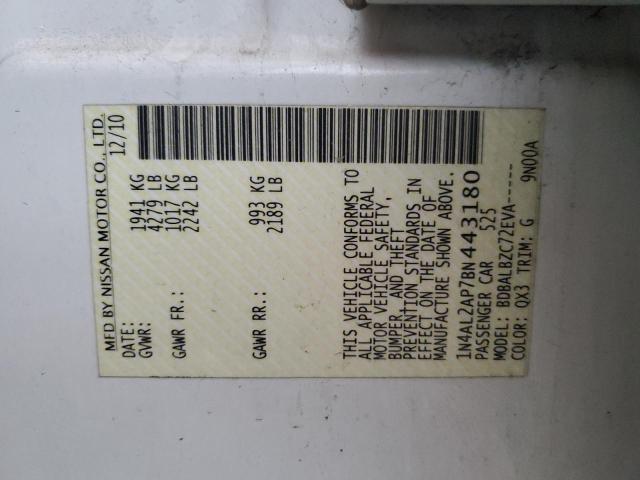 Photo 10 from auction – 2011 NISSAN ALTIMA BAS with VIN 1N4AL2AP7BN443180