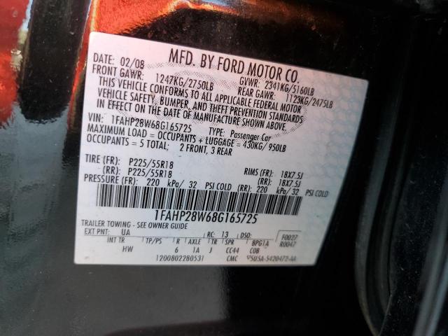 Photo 10 from auction – 2008 FORD TAURUS LIM with VIN 1FAHP28W68G165725
