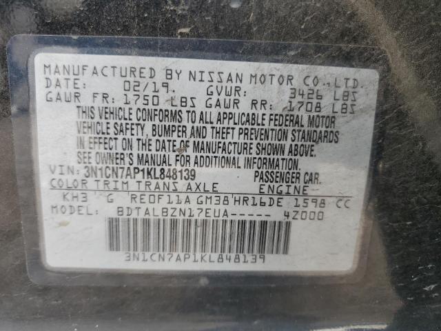 Photo 10 from auction – 2019 NISSAN VERSA S with VIN 3N1CN7AP1KL848139