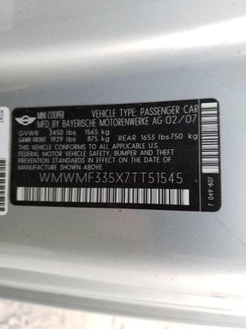 Photo 10 from auction – 2007 MINI COOPER with VIN WMWMF335X7TT51545