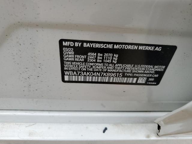 Photo 10 from auction – 2022 BMW 228XI with VIN WBA73AK04N7K89615