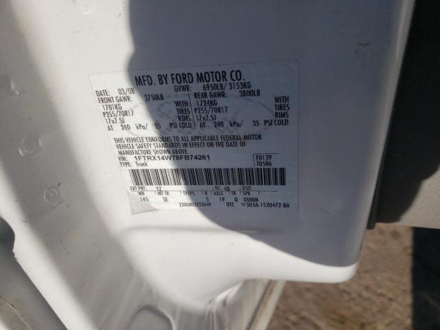 Photo 10 from auction – 2008 FORD F150 with VIN 1FTRX14W78FB74261