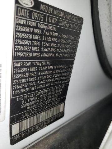Photo 10 from auction – 2016 LAND ROVER RANGE ROVE with VIN SALWR2VF9GA634302