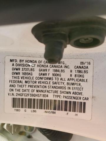 Photo 10 from auction – 2016 HONDA CIVIC LX with VIN 2HGFC2F59GH571834