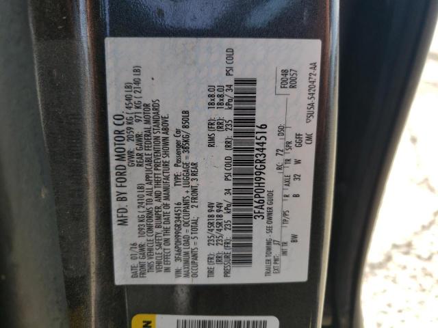 Photo 10 from auction – 2016 FORD FUSION SE with VIN 3FA6P0H99GR344516