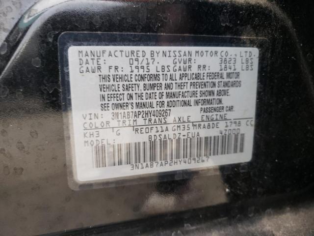 Photo 10 from auction – 2017 NISSAN SENTRA S with VIN 3N1AB7AP2HY409267