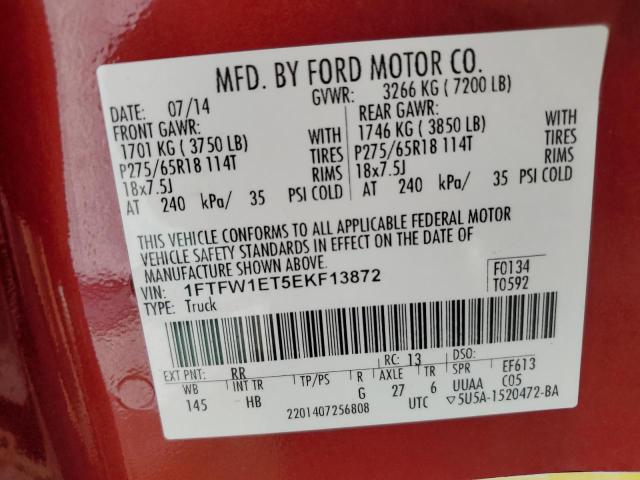 Photo 10 from auction – 2014 FORD F150 SUPER with VIN 1FTFW1ET5EKF13872
