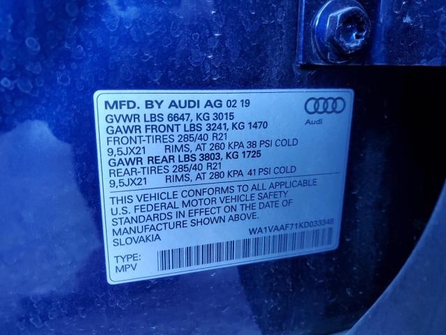 Photo 10 from auction – 2019 AUDI Q7 PRESTIG with VIN WA1VAAF71KD033348