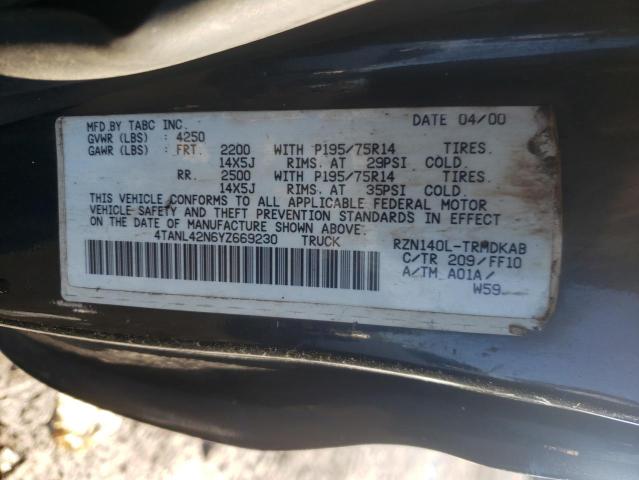 Photo 10 from auction – 2000 TOYOTA TACOMA with VIN 4TANL42N6YZ669230