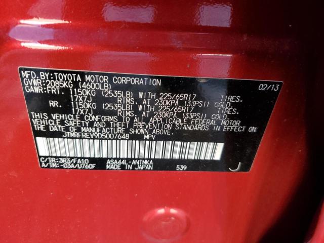 Photo 10 from auction – 2013 TOYOTA RAV4 XLE with VIN JTMRFREV9D5007648