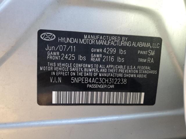 Photo 10 from auction – 2012 HYUNDAI SONATA GLS with VIN 5NPEB4AC3CH312238