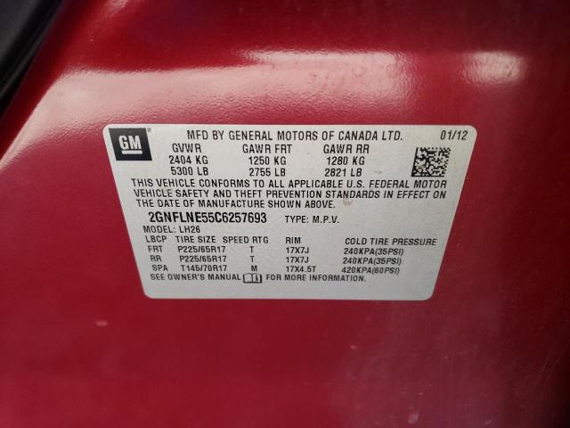 Photo 10 from auction – 2012 CHEVROLET EQUINOX LT with VIN 2GNFLNE55C6257693