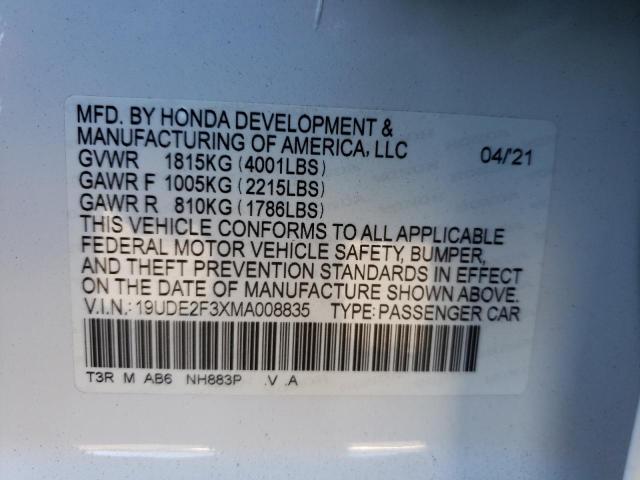 Photo 10 from auction – 2021 ACURA ILX with VIN 19UDE2F3XMA008835