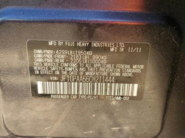 Photo 10 from auction – 2012 SUBARU IMPREZA with VIN JF1GPAA66CH211444