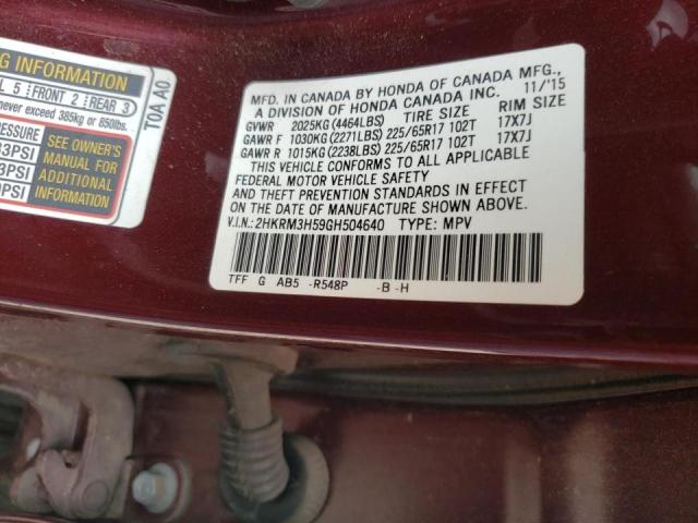 Photo 10 from auction – 2016 HONDA CR-V EX with VIN 2HKRM3H59GH504640