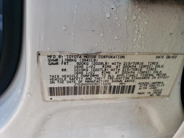 Photo 10 from auction – 2003 TOYOTA RAV4 with VIN JTEGH20V230115830