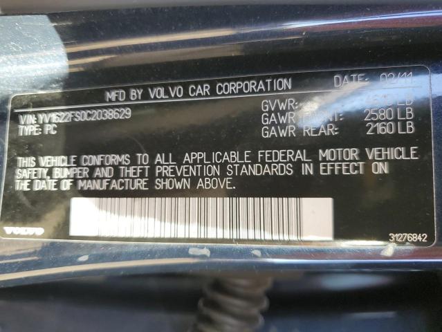Photo 10 from auction – 2012 VOLVO S60 T5 with VIN YV1622FS0C2038629