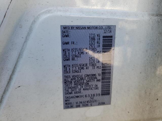 Photo 10 from auction – 2015 NISSAN PATHFINDER with VIN 5N1AR2MM3FC633839