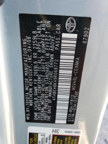 Photo 10 from auction – 2009 TOYOTA CAMRY BASE with VIN 4T4BE46K49R068772
