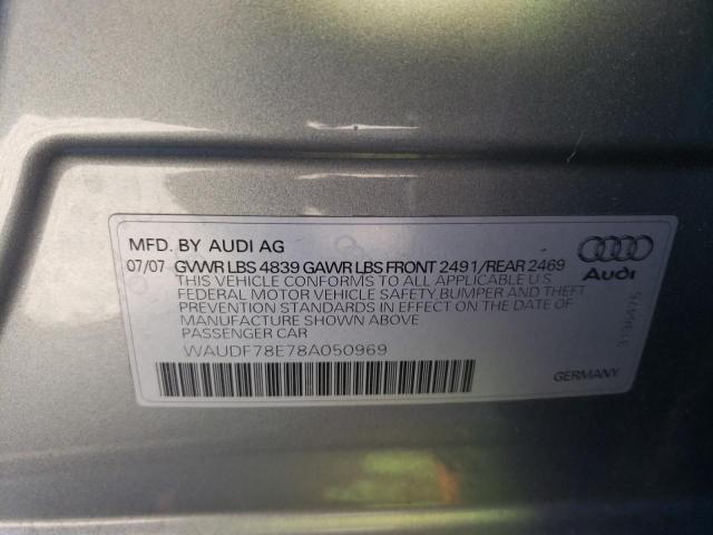 Zdjęcie 10 z aukcji – 2008 AUDI A4 2.0T QU z VIN WAUDF78E78A050969