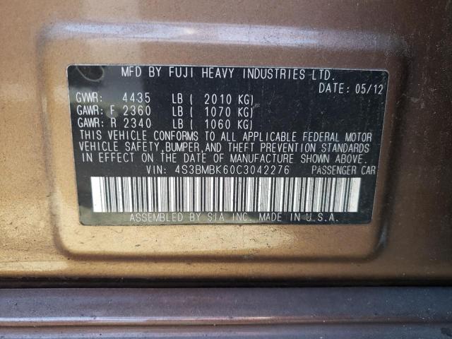 Photo 10 from auction – 2012 SUBARU LEGACY 2.5 with VIN 4S3BMBK60C3042276
