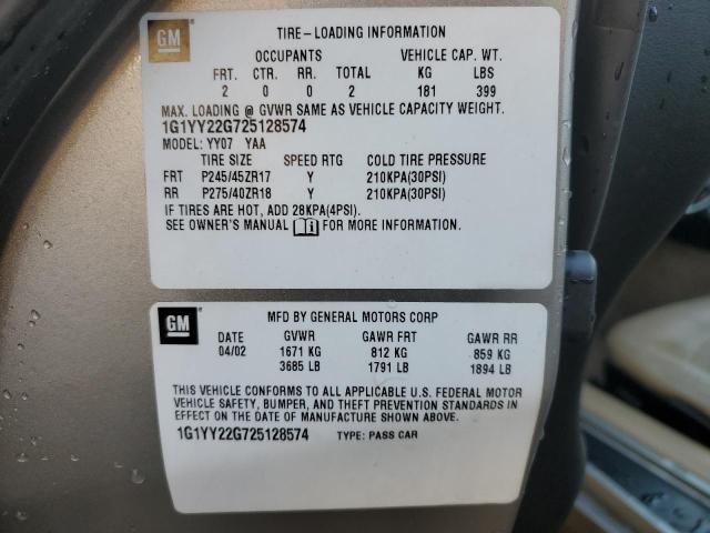 Photo 10 from auction – 2002 CHEVROLET CORVETTE with VIN 1G1YY22G725128574