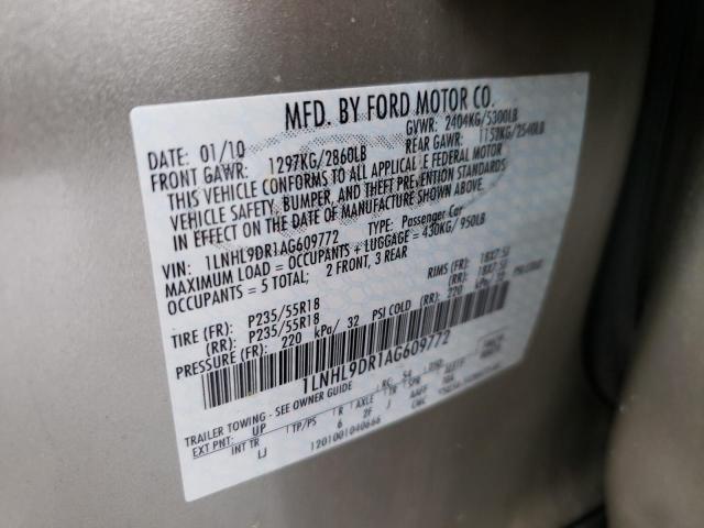 Photo 10 from auction – 2010 LINCOLN MKS with VIN 1LNHL9DR1AG609772