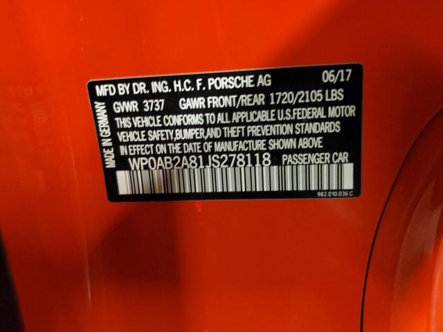 Photo 10 from auction – 2018 PORSCHE CAYMAN S with VIN WP0AB2A81JS278118