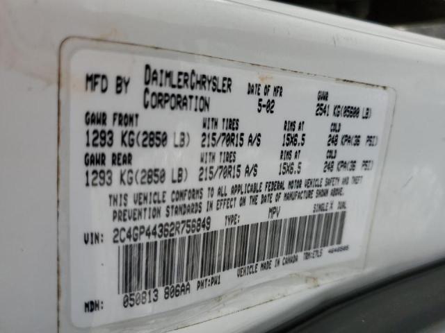 Photo 10 from auction – 2002 CHRYSLER TOWN & COU with VIN 2C4GP44362R756849