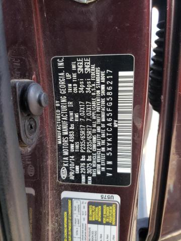 Photo 10 from auction – 2015 KIA SORENTO LX with VIN 5XYKTCA65FG586217