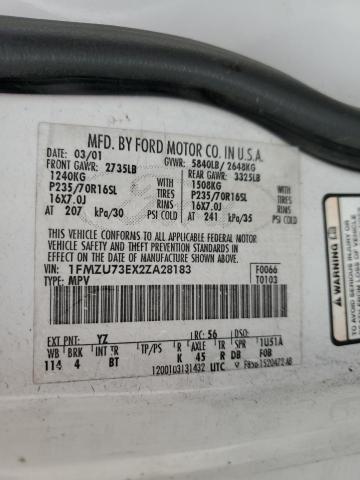 Photo 10 from auction – 2002 FORD EXPLORER X with VIN 1FMZU73EX2ZA28183