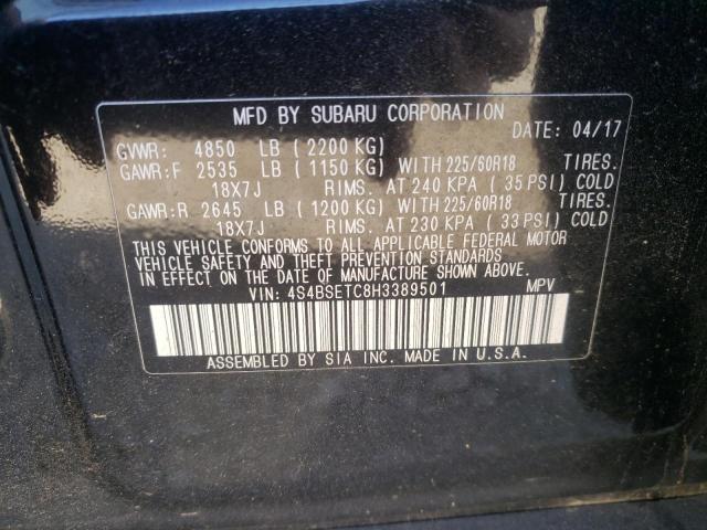 Photo 10 from auction – 2017 SUBARU OUTBACK TO with VIN 4S4BSETC8H3389501