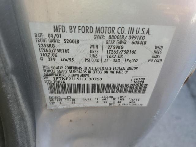Photo 10 from auction – 2001 FORD F250 SUPER with VIN 1FTNF21L51EC90720