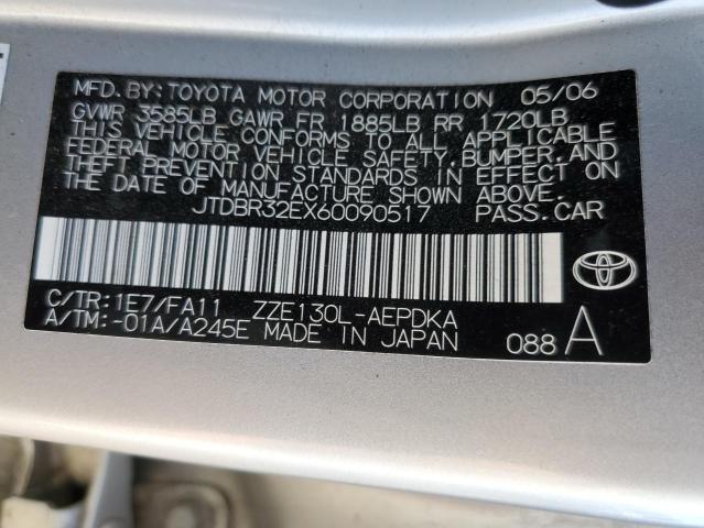 Photo 10 from auction – 2006 TOYOTA COROLLA CE with VIN JTDBR32EX60090517