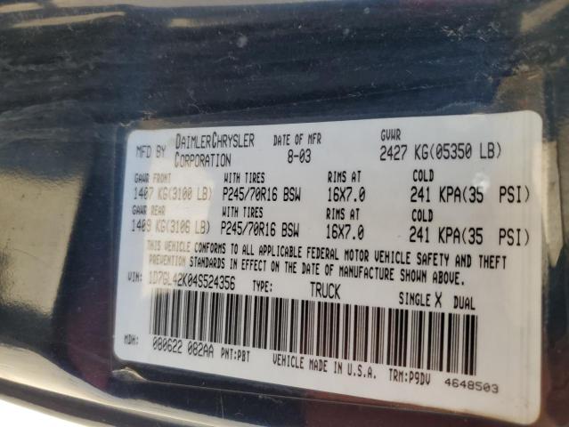 Photo 10 from auction – 2004 DODGE DAKOTA SLT with VIN 1D7GL42K04S524356