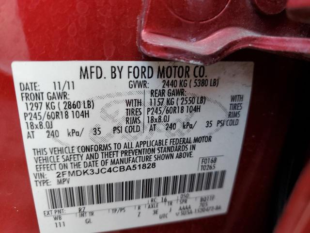 Photo 10 from auction – 2012 FORD EDGE SEL with VIN 2FMDK3JC4CBA51828