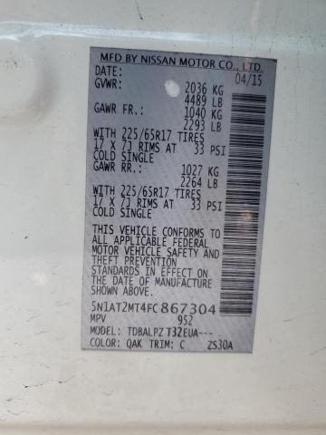 Photo 10 from auction – 2015 NISSAN ROGUE S with VIN 5N1AT2MT4FC867304