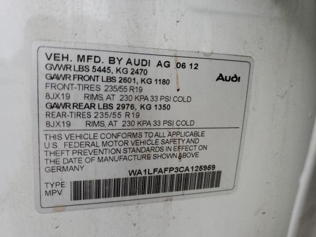 Photo 10 from auction – 2012 AUDI Q5 PREMIUM with VIN WA1LFAFP3CA125959