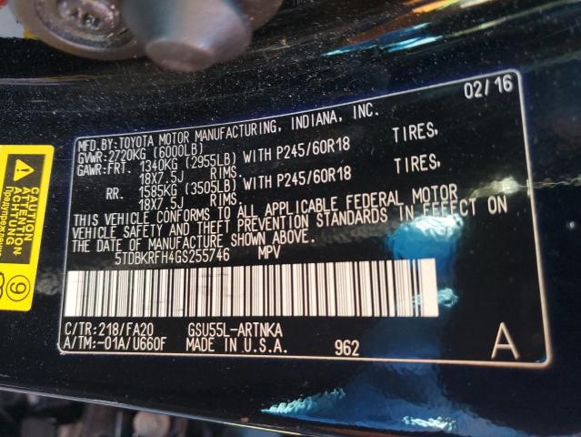 Photo 10 from auction – 2016 TOYOTA HIGHLANDER with VIN 5TDBKRFH4GS255746