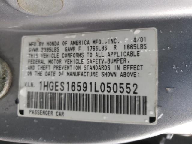 Photo 10 from auction – 2001 HONDA CIVIC LX with VIN 1HGES16591L050552