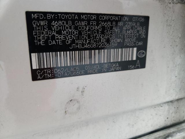 Foto 10 de la subasta – 2007 LEXUS ES 350 con VIN JTHBJ46G872036159