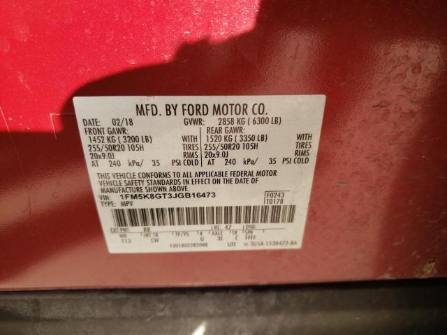 Photo 10 from auction – 2018 FORD EXPLORER S with VIN 1FM5K8GT3JGB16473