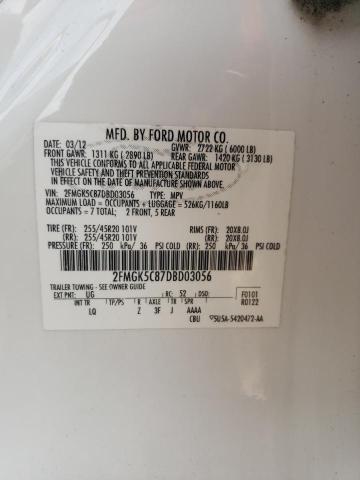 Photo 10 from auction – 2013 FORD FLEX SEL with VIN 2FMGK5C87DBD03056