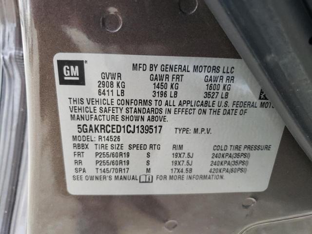 Photo 10 from auction – 2012 BUICK ENCLAVE with VIN 5GAKRCED1CJ139517