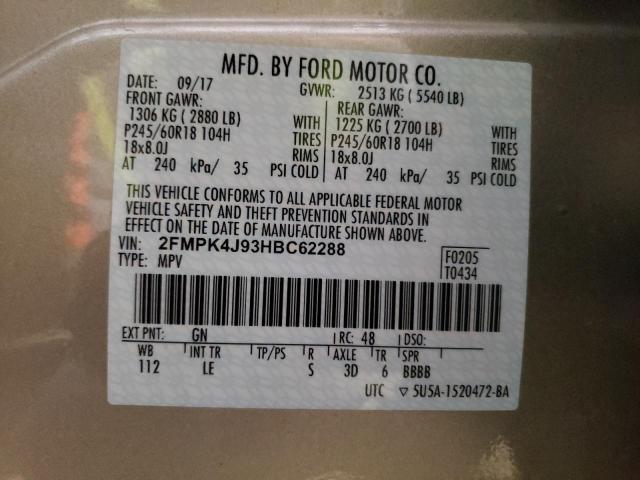 Photo 10 from auction – 2017 FORD EDGE SEL with VIN 2FMPK4J93HBC62288