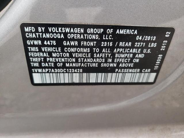 Photo 10 from auction – 2013 VOLKSWAGEN PASSAT S with VIN 1VWAP7A30DC123428