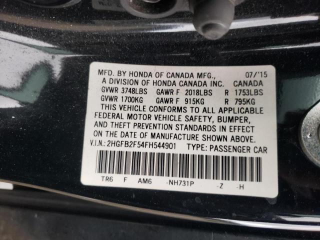 Photo 10 from auction – 2015 HONDA CIVIC LX with VIN 2HGFB2F54FH544901