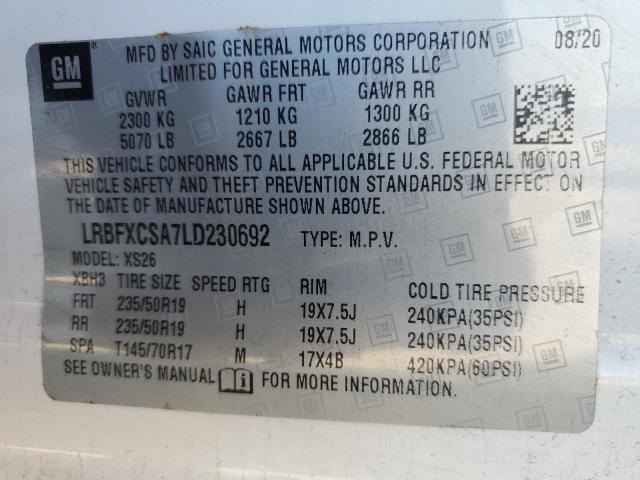 Photo 10 from auction – 2020 BUICK ENVISION E with VIN LRBFXCSA7LD230692
