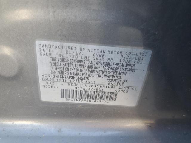 Photo 10 from auction – 2017 NISSAN VERSA S with VIN 3N1CN7AP3HL845476