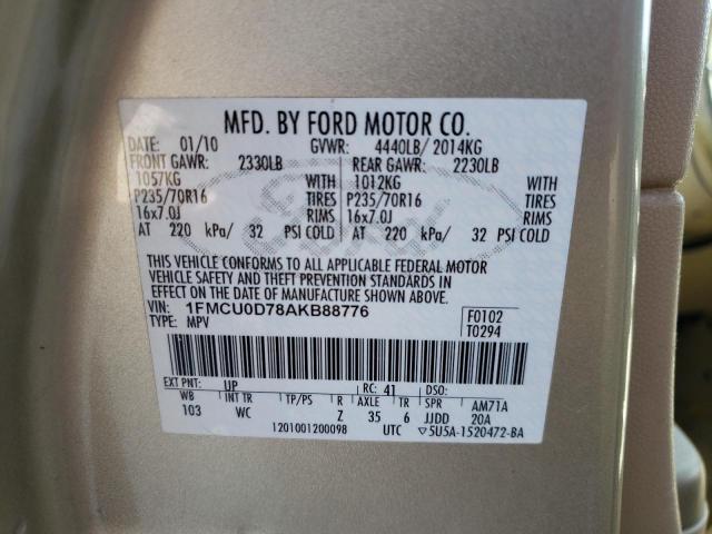 Zdjęcie 10 z aukcji – 2010 FORD ESCAPE XLT z VIN 1FMCU0D78AKB88776